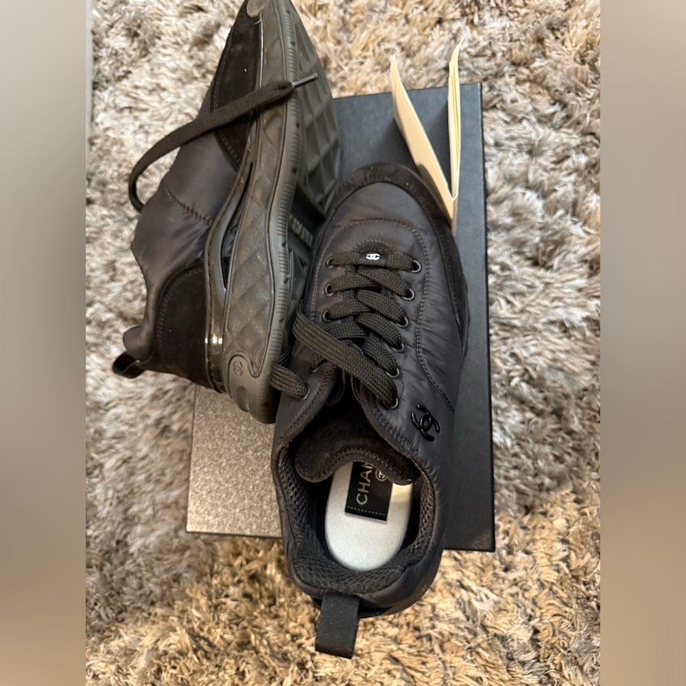 Chanel Black Quilted Women's Sneakers View 3